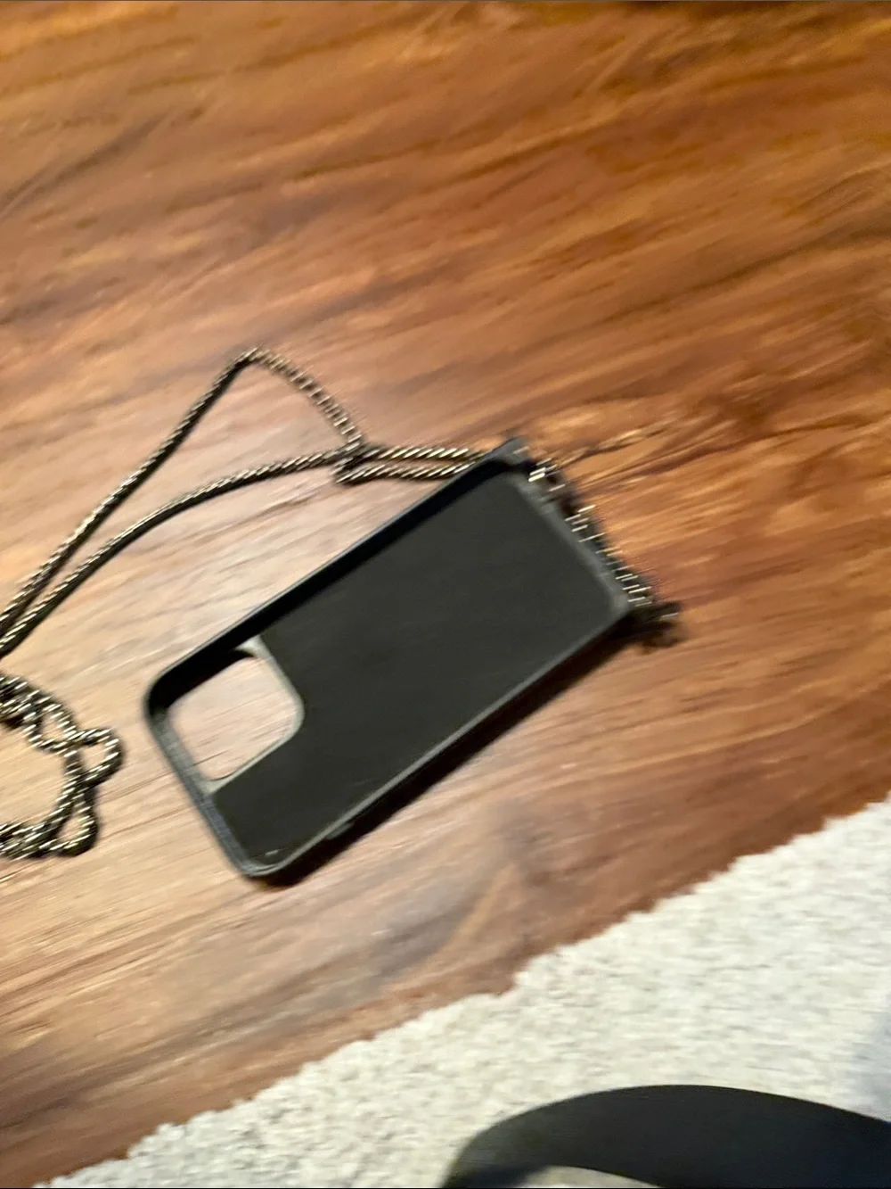 Black Quilted Patent Crossbody iPhone Case with Chain